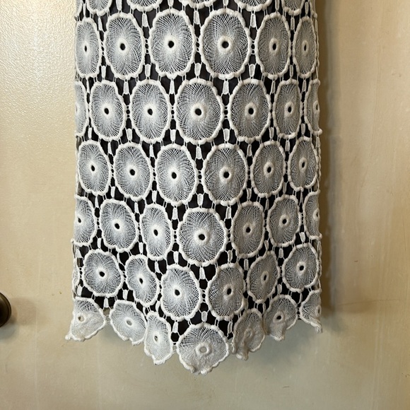 Suzi Chin for Maggie Boutique cream lace over brown long dress size 2P - Picture 4 of 11